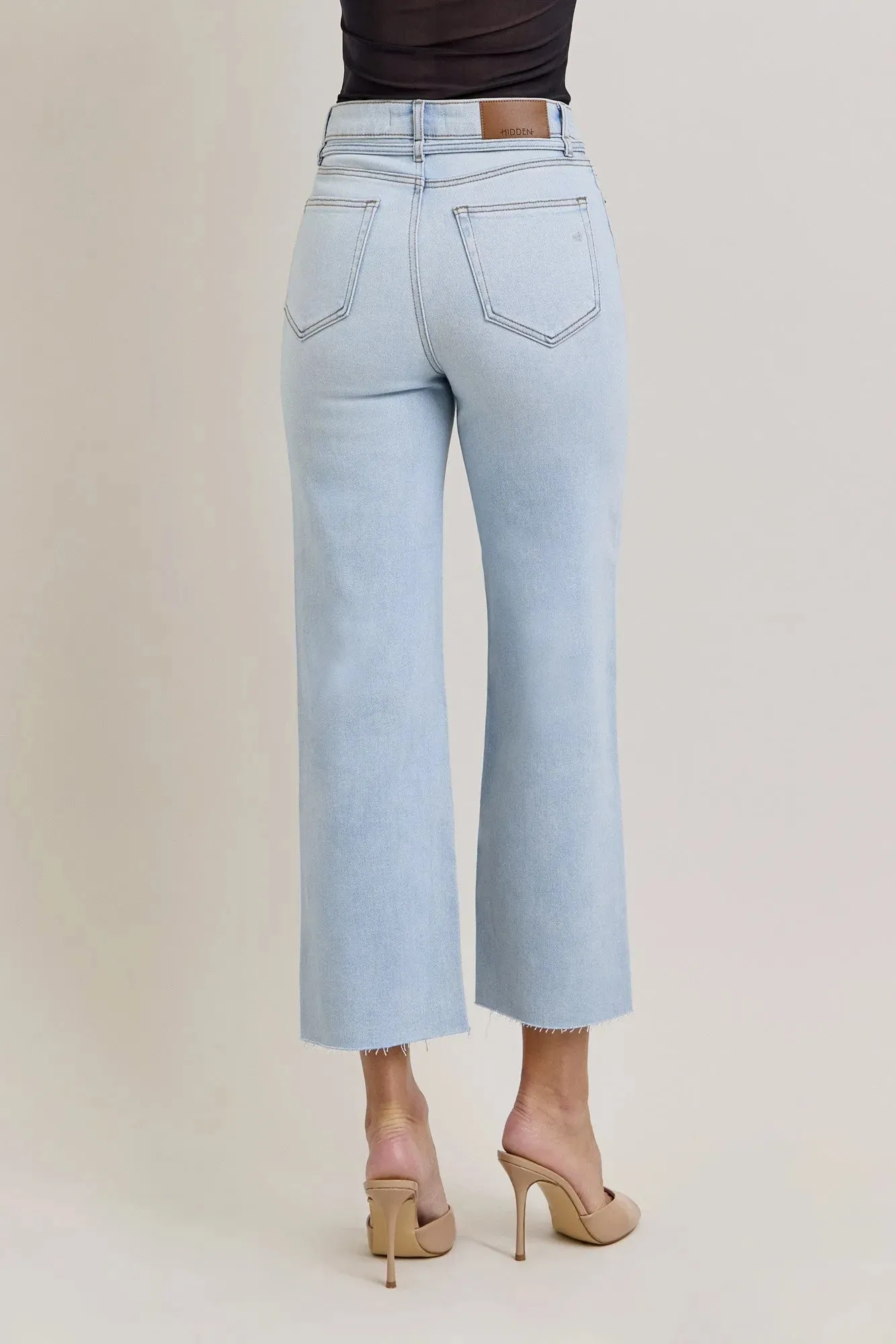 HIDDEN High Rise Light Wash Tie Waist Jean