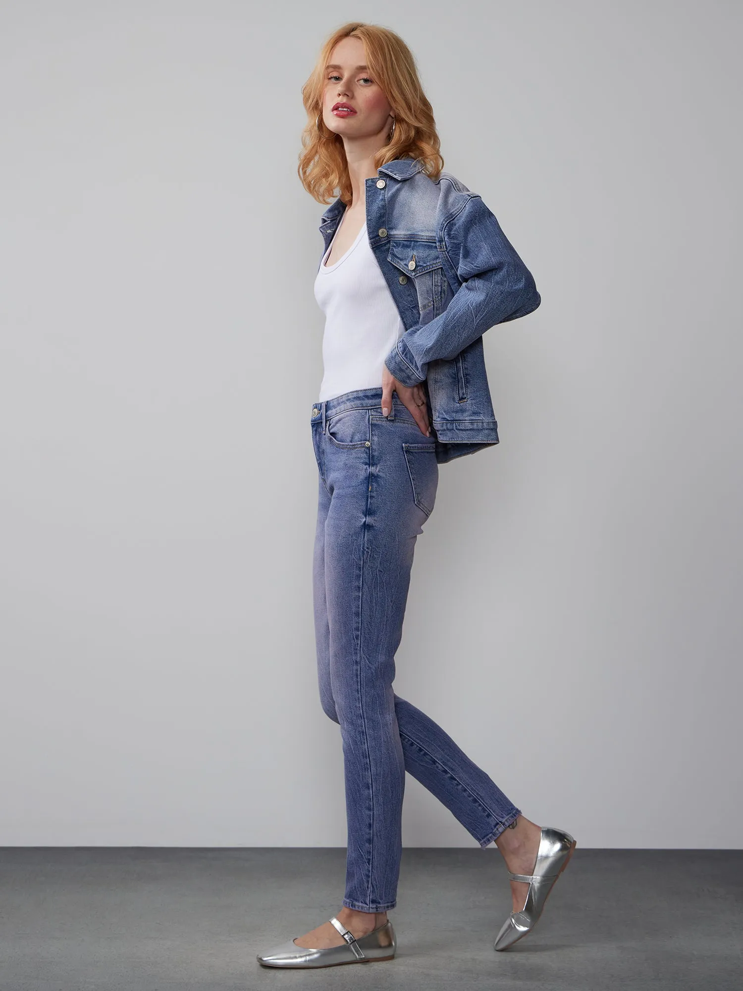 High Rise Washed Skinny Jeans