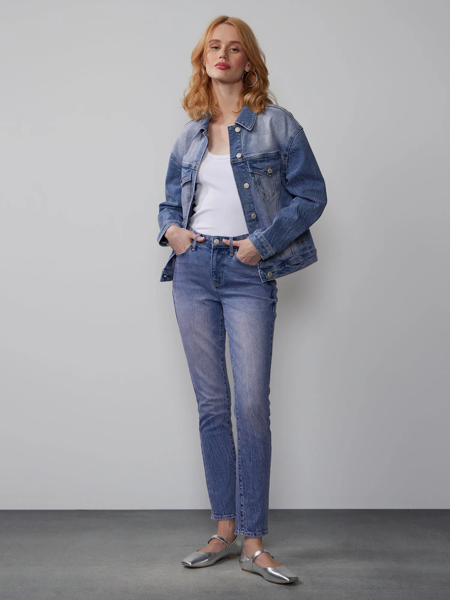 High Rise Washed Skinny Jeans
