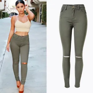 High Waist Plus Size Holes Slim Hot Jeans