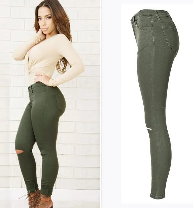 High Waist Plus Size Holes Slim Hot Jeans