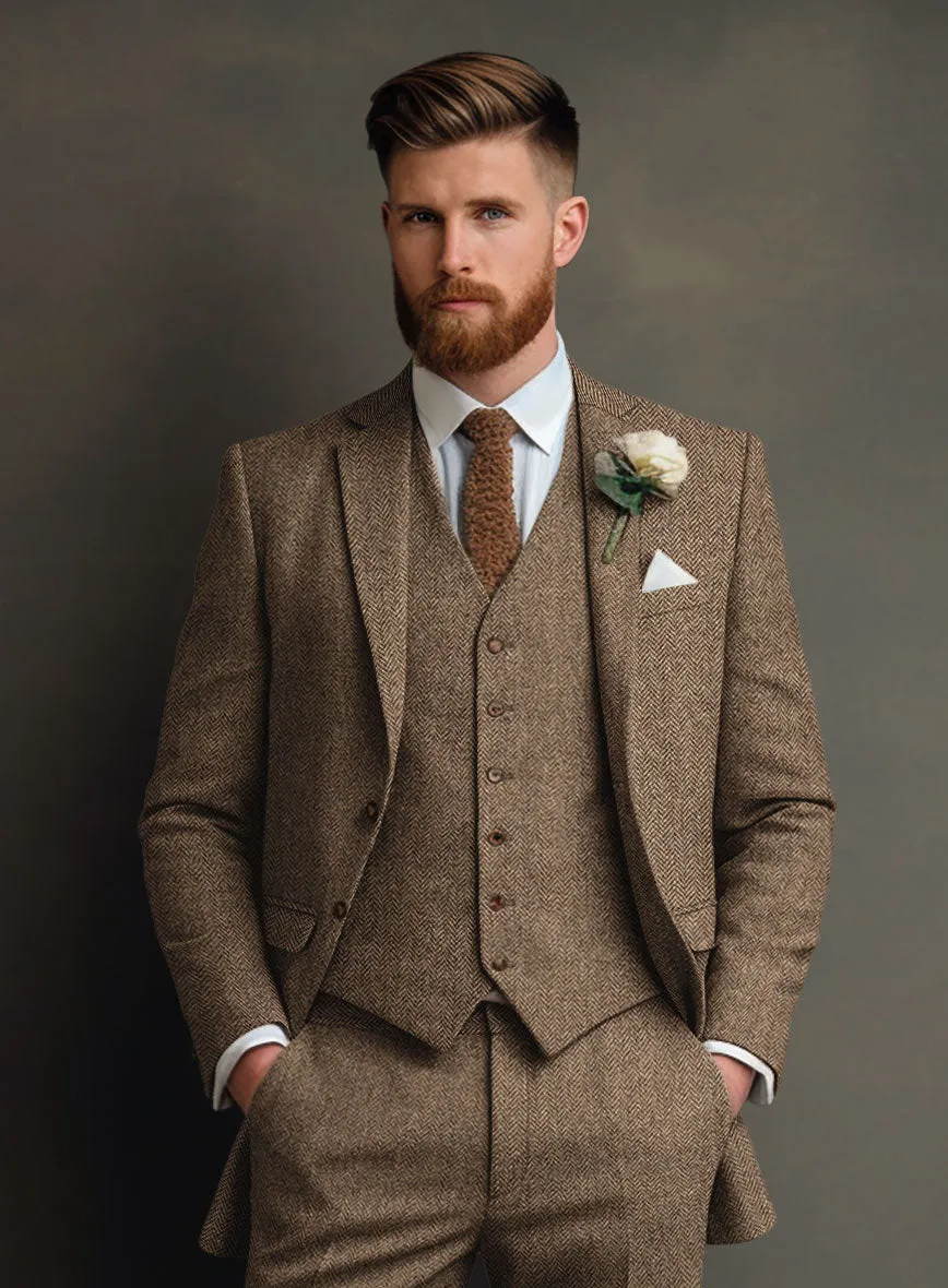 Irish Brown Herringbone Tweed Suit
