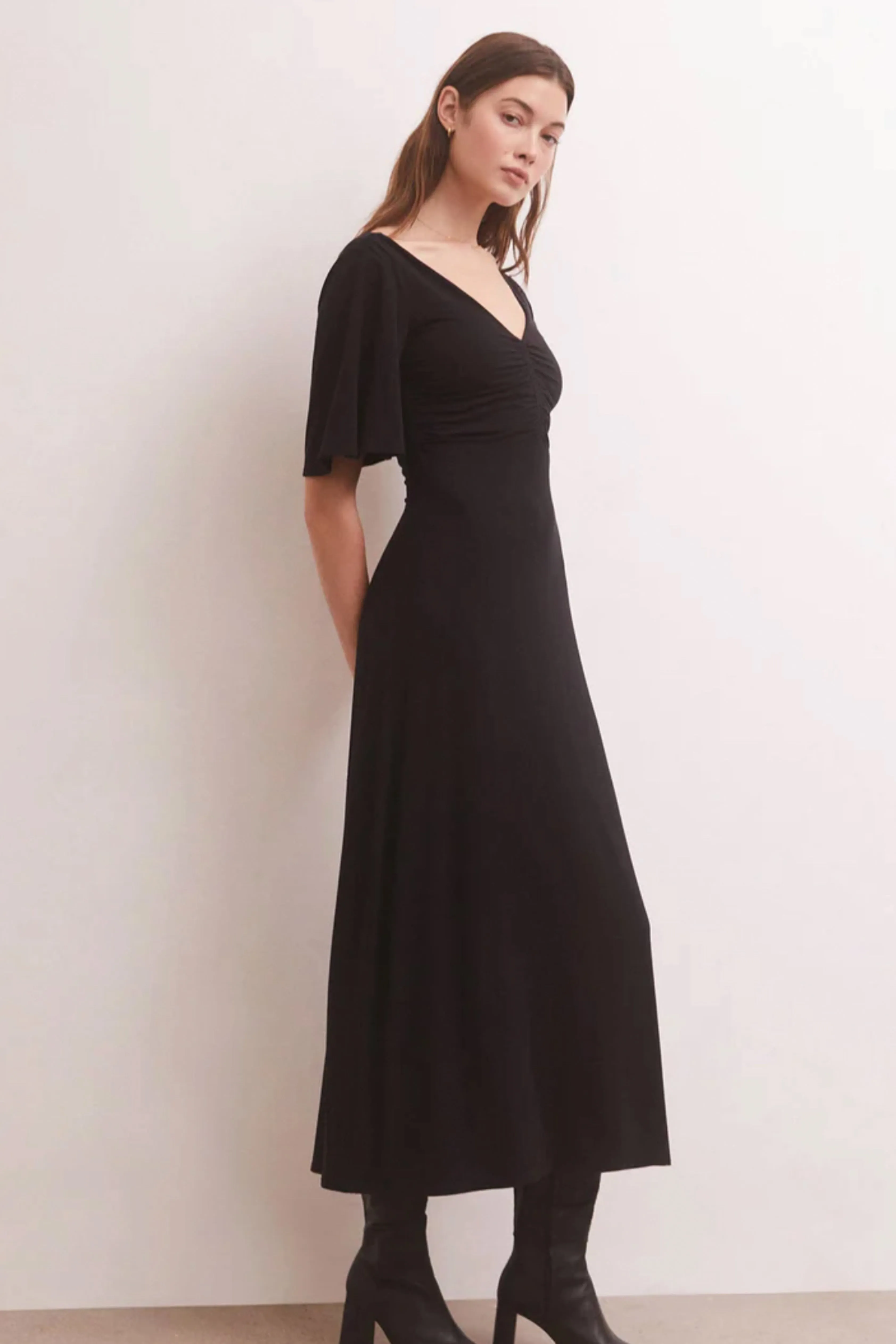 Kara Flutter Sleeve Midi Dress