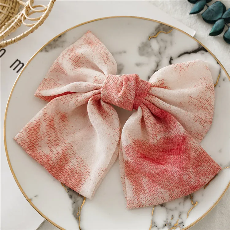 Ladies Bow Tie Dye Hair Ring with Spring Clip