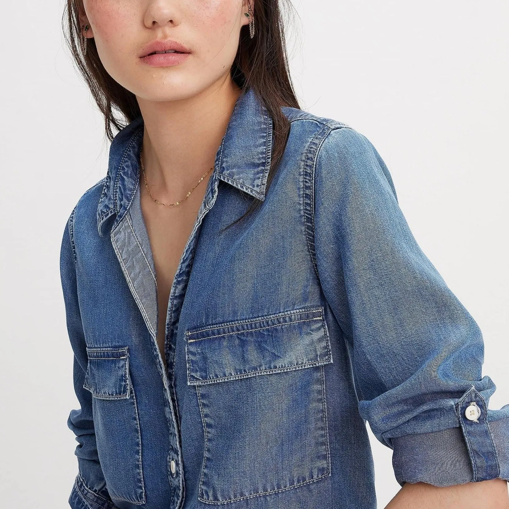 Levi's Doreen Lightweight Utility Shirt In Patches 2 in Blue