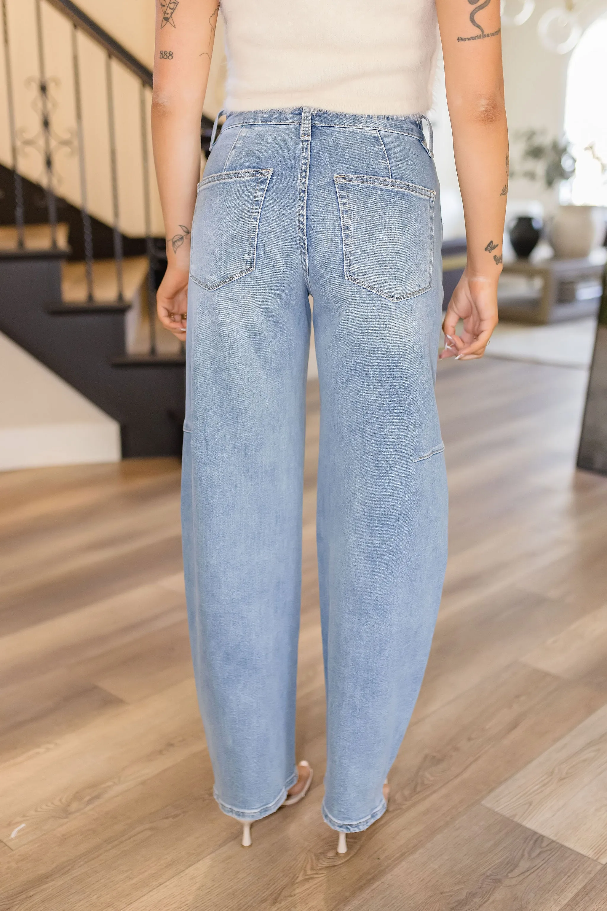 Maya High Rise Wide Barrel Jeans Medium Wash