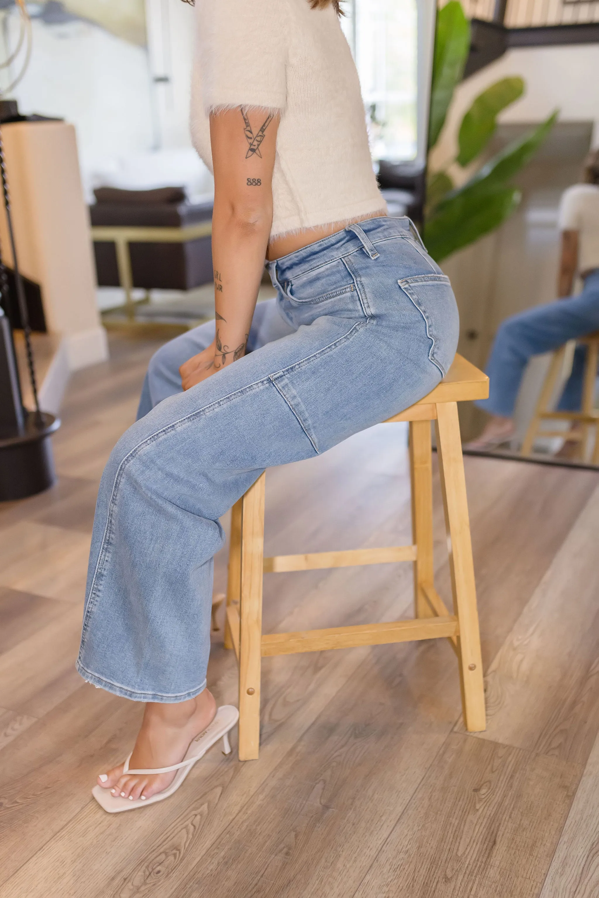 Maya High Rise Wide Barrel Jeans Medium Wash