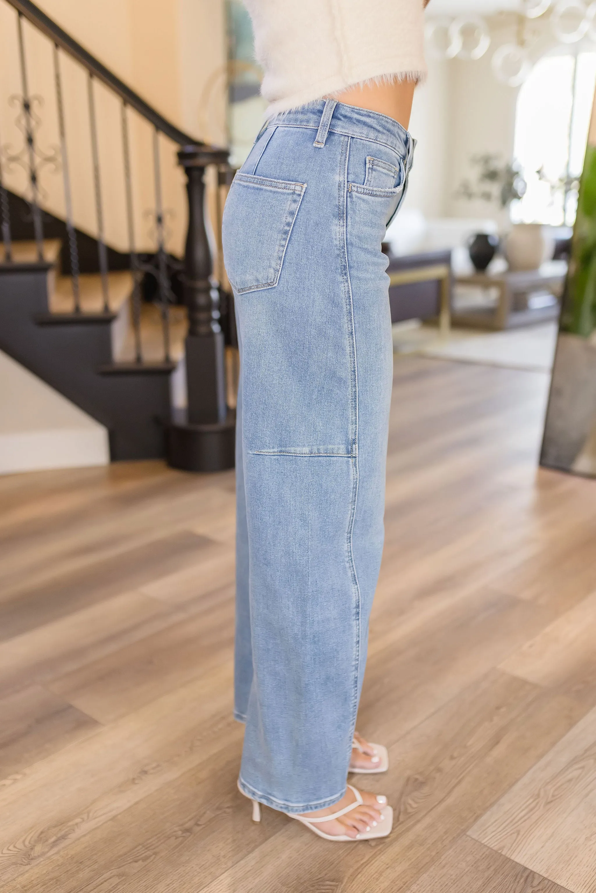 Maya High Rise Wide Barrel Jeans Medium Wash