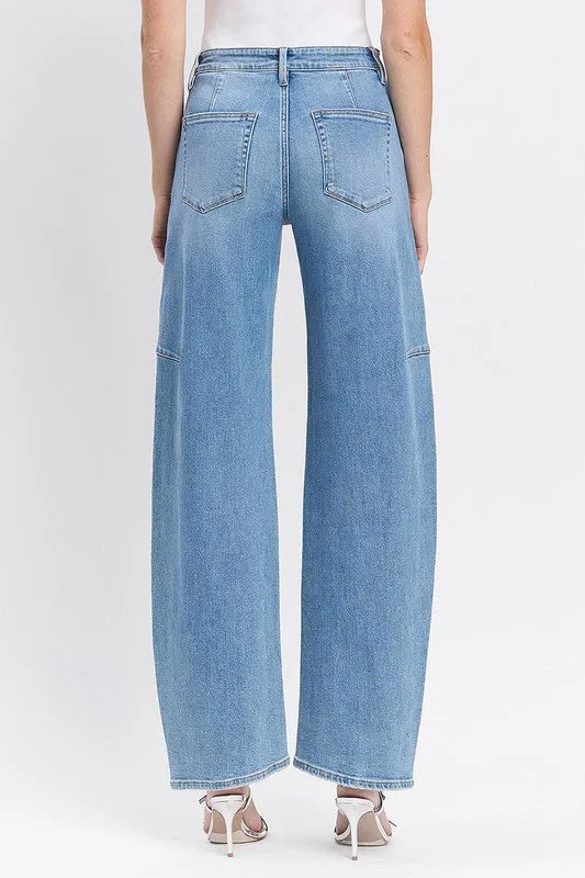 Maya High Rise Wide Barrel Jeans Medium Wash