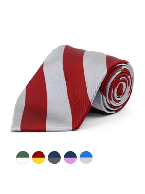 Men's College Striped Colored Silk Long Or X-Long Neck Tie