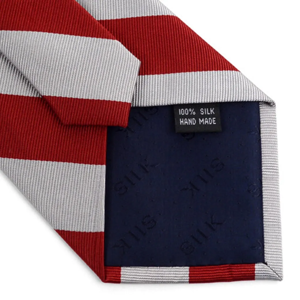 Men's College Striped Colored Silk Long Or X-Long Neck Tie