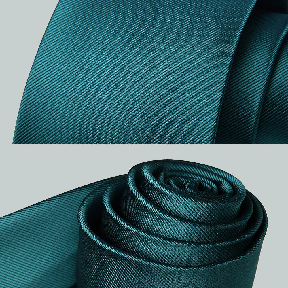 Men's Formal 3.35" Necktie Business Tie & Handkerchief Set - A-TEAL