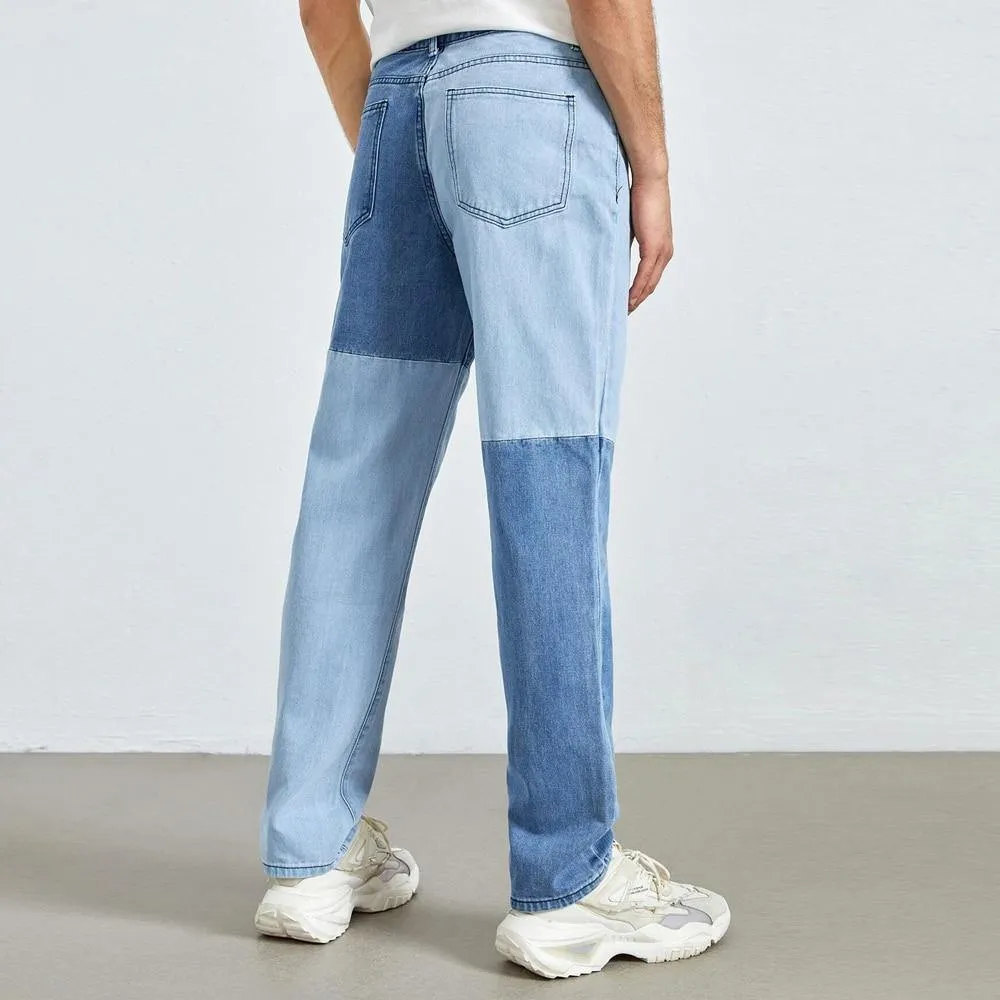 Men's Loose Fit Stitching Patchwork Jeans