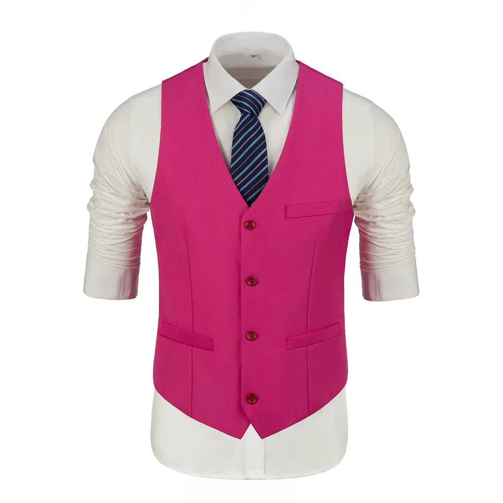 Men's Suits 2 Pieces Vest Pants Set V-Neck Slim Fit Casual Waistcoat Suit