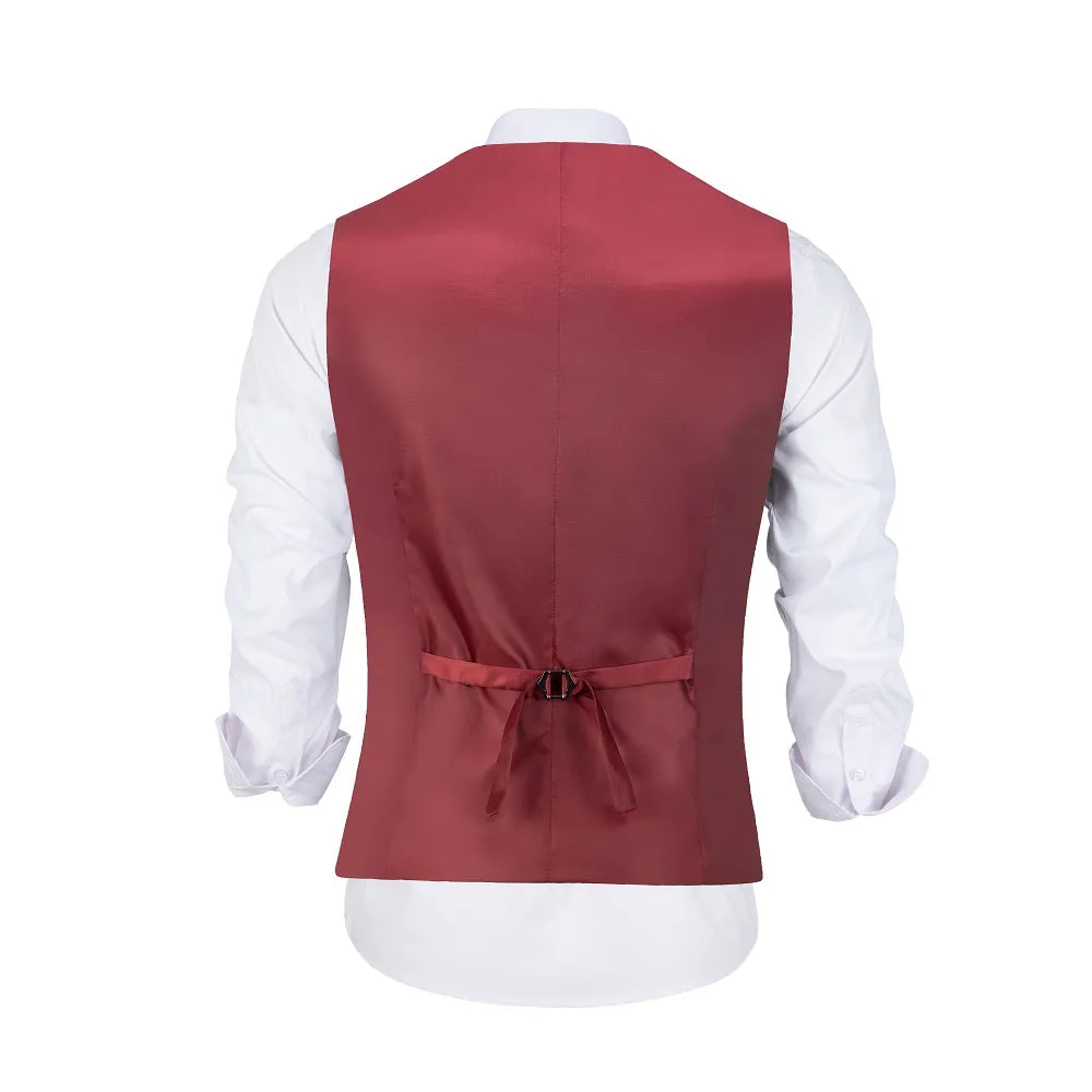 Men's Suits 2 Pieces Vest Pants Set V-Neck Slim Fit Casual Waistcoat Suit