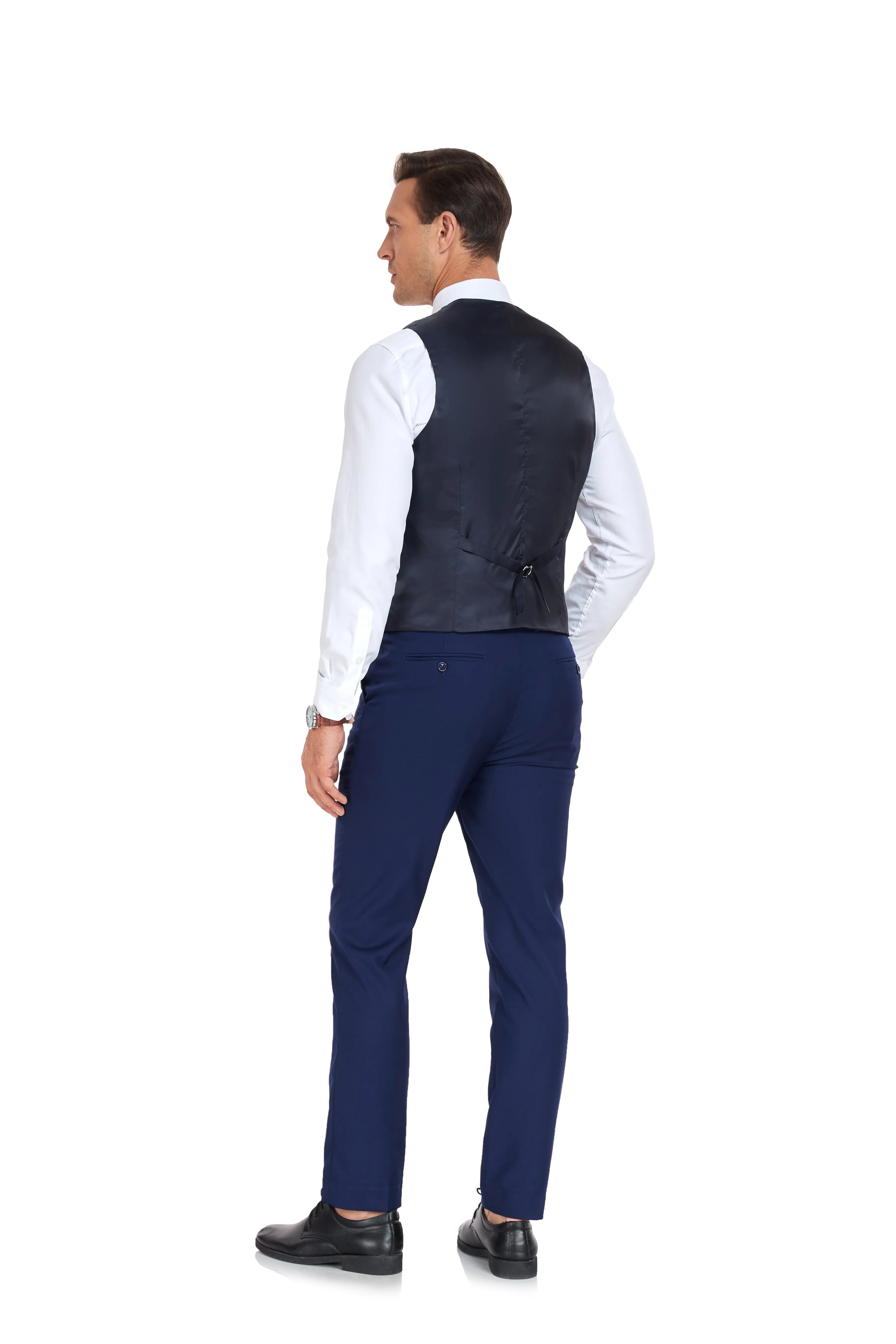Men's Suits 2 Pieces Vest Pants Set V-Neck Slim Fit Casual Waistcoat Suit