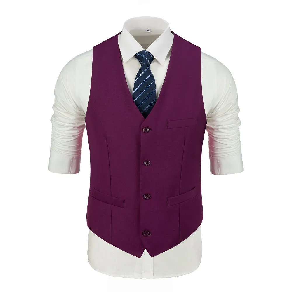Men's Suits 2 Pieces Vest Pants Set V-Neck Slim Fit Casual Waistcoat Suit
