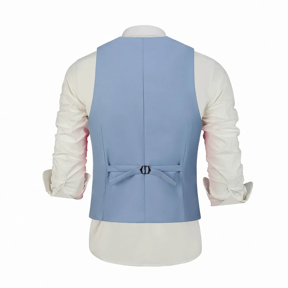 Men's Suits 2 Pieces Vest Pants Set V-Neck Slim Fit Casual Waistcoat Suit