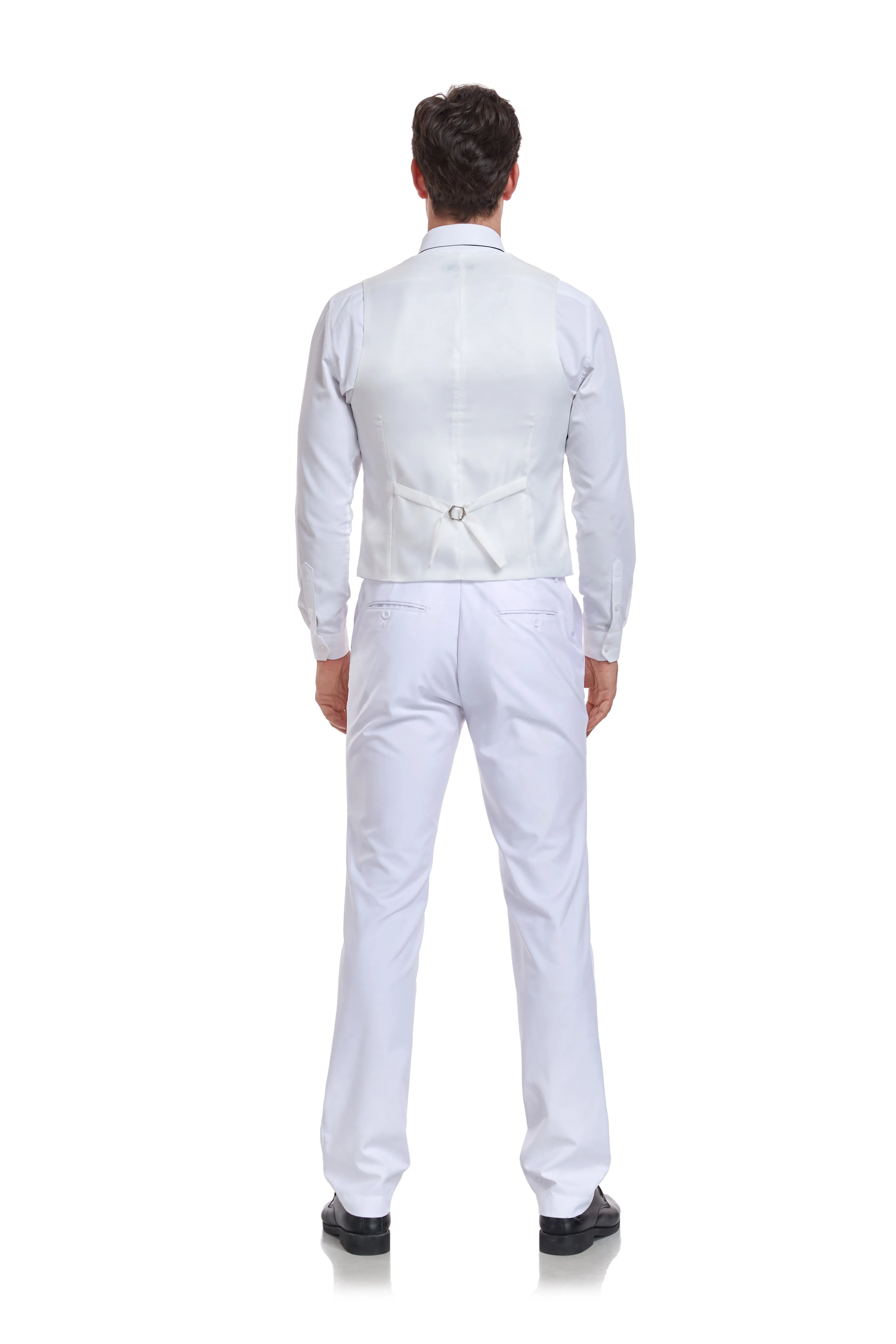 Men's Suits 2 Pieces Vest Pants Set V-Neck Slim Fit Casual Waistcoat Suit