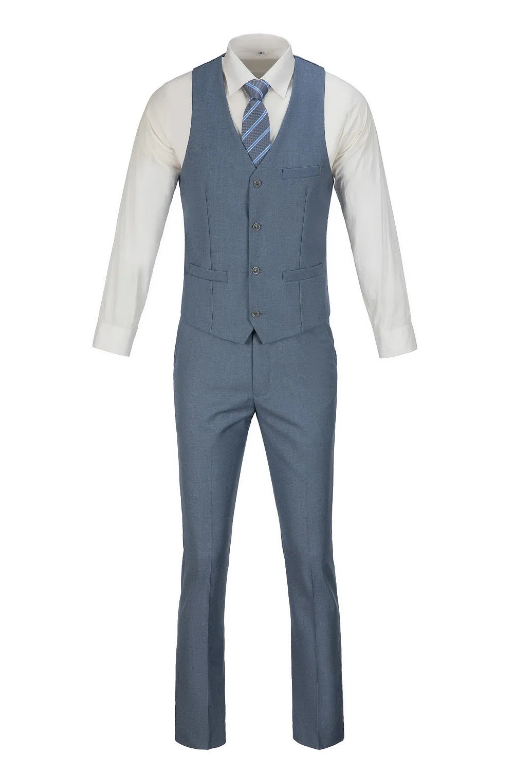 Men's Suits 2 Pieces Vest Pants Set V-Neck Slim Fit Casual Waistcoat Suit