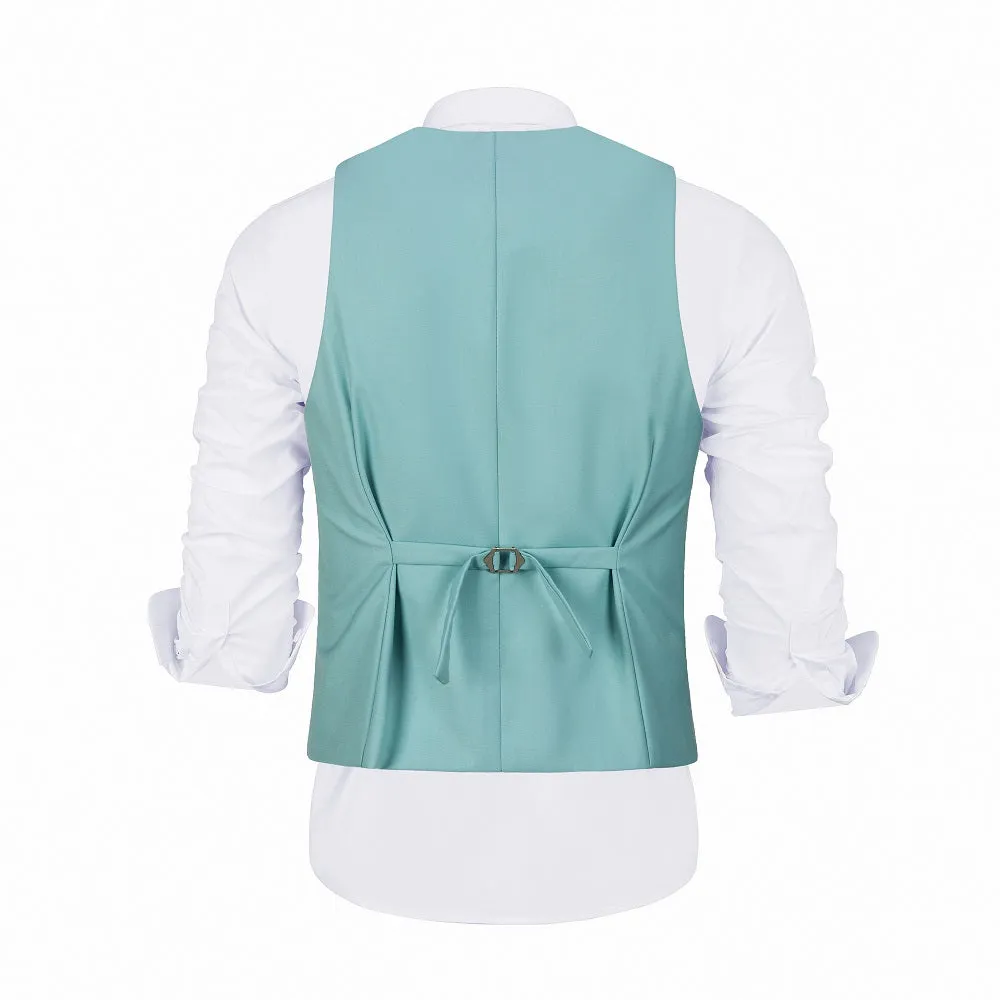 Men's Suits 2 Pieces Vest Pants Set V-Neck Slim Fit Casual Waistcoat Suit