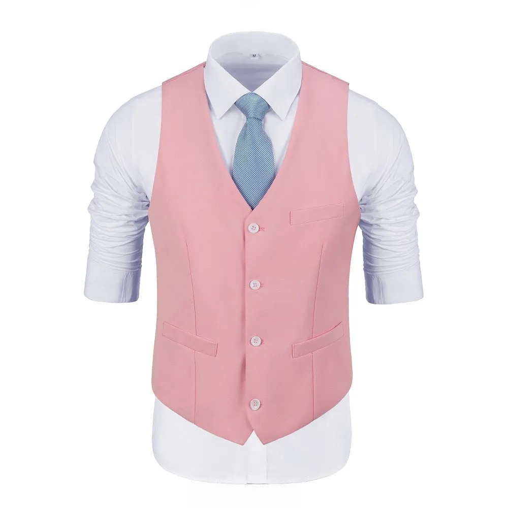 Men's Suits 2 Pieces Vest Pants Set V-Neck Slim Fit Casual Waistcoat Suit