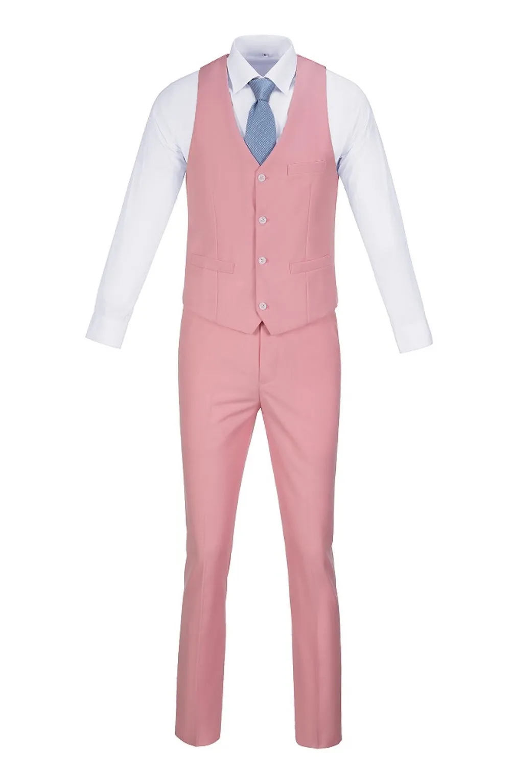 Men's Suits 2 Pieces Vest Pants Set V-Neck Slim Fit Casual Waistcoat Suit