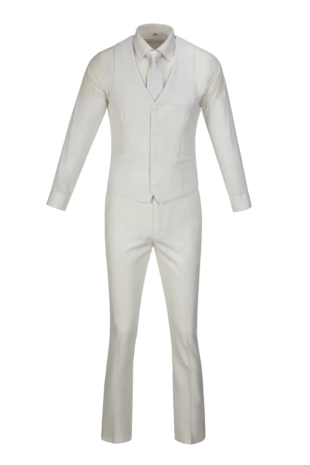 Men's Suits 2 Pieces Vest Pants Set V-Neck Slim Fit Casual Waistcoat Suit