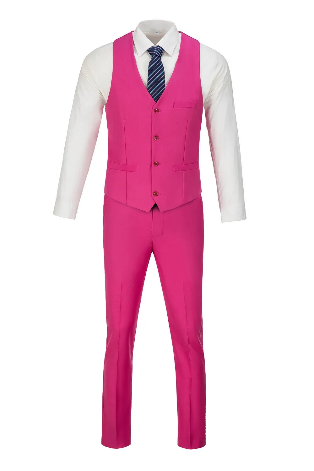 Men's Suits 2 Pieces Vest Pants Set V-Neck Slim Fit Casual Waistcoat Suit