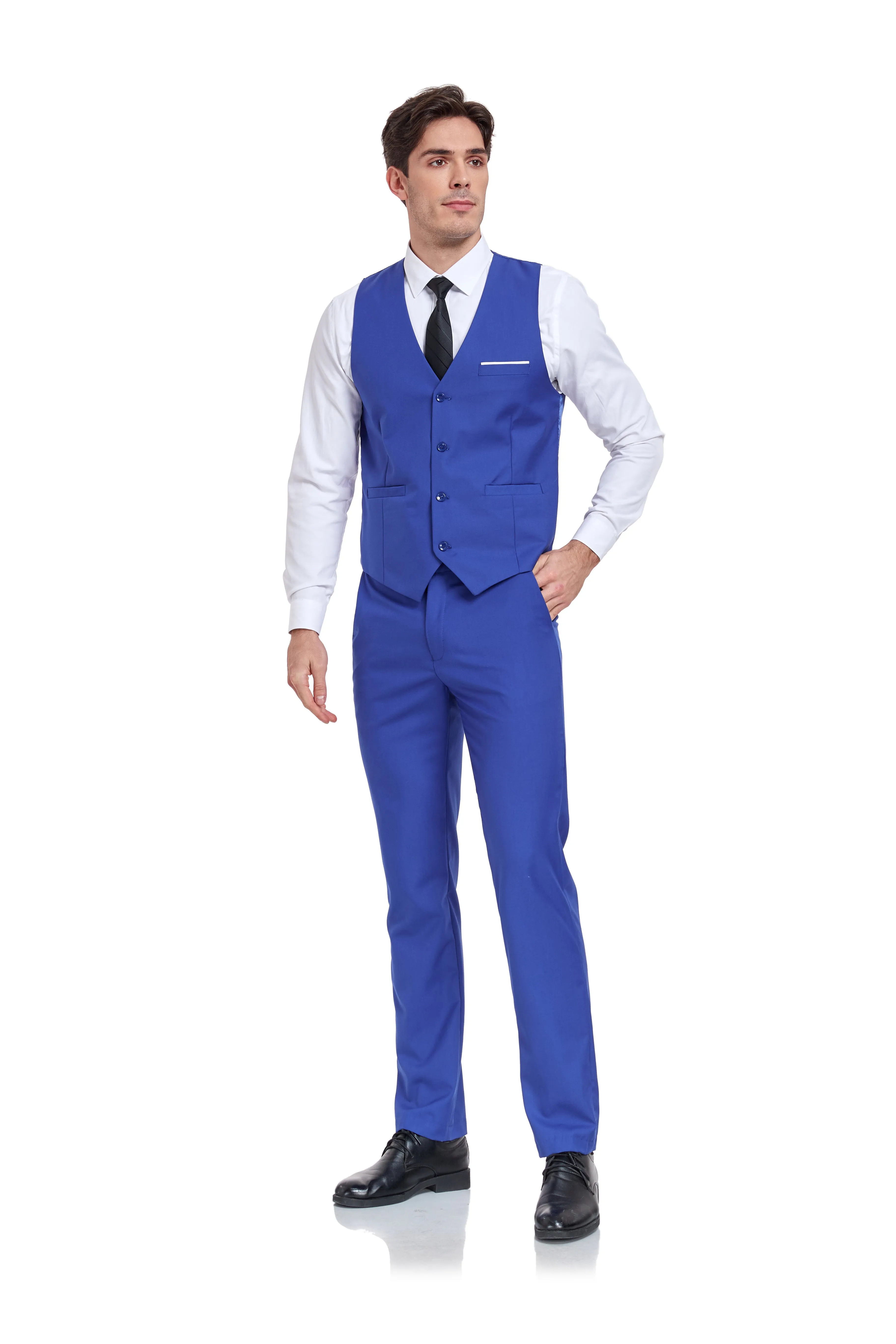 Men's Suits 2 Pieces Vest Pants Set V-Neck Slim Fit Casual Waistcoat Suit