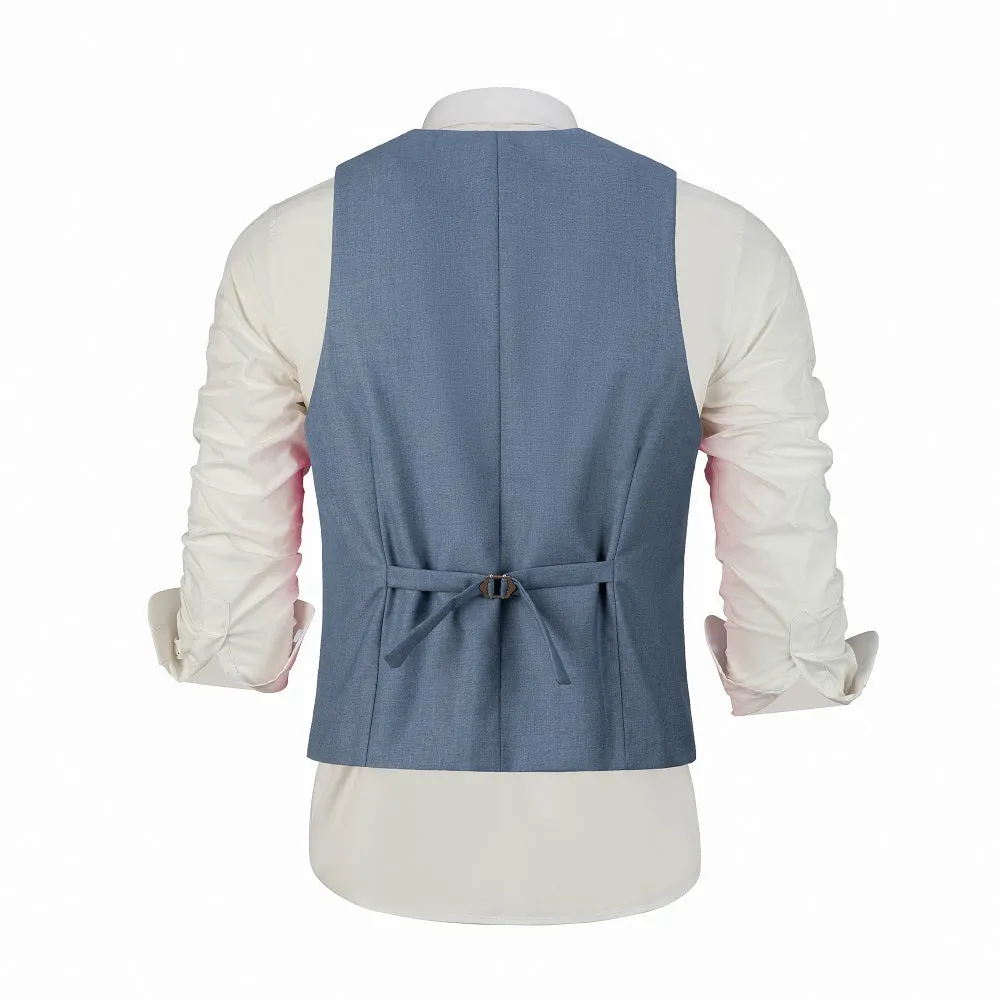 Men's Suits 2 Pieces Vest Pants Set V-Neck Slim Fit Casual Waistcoat Suit