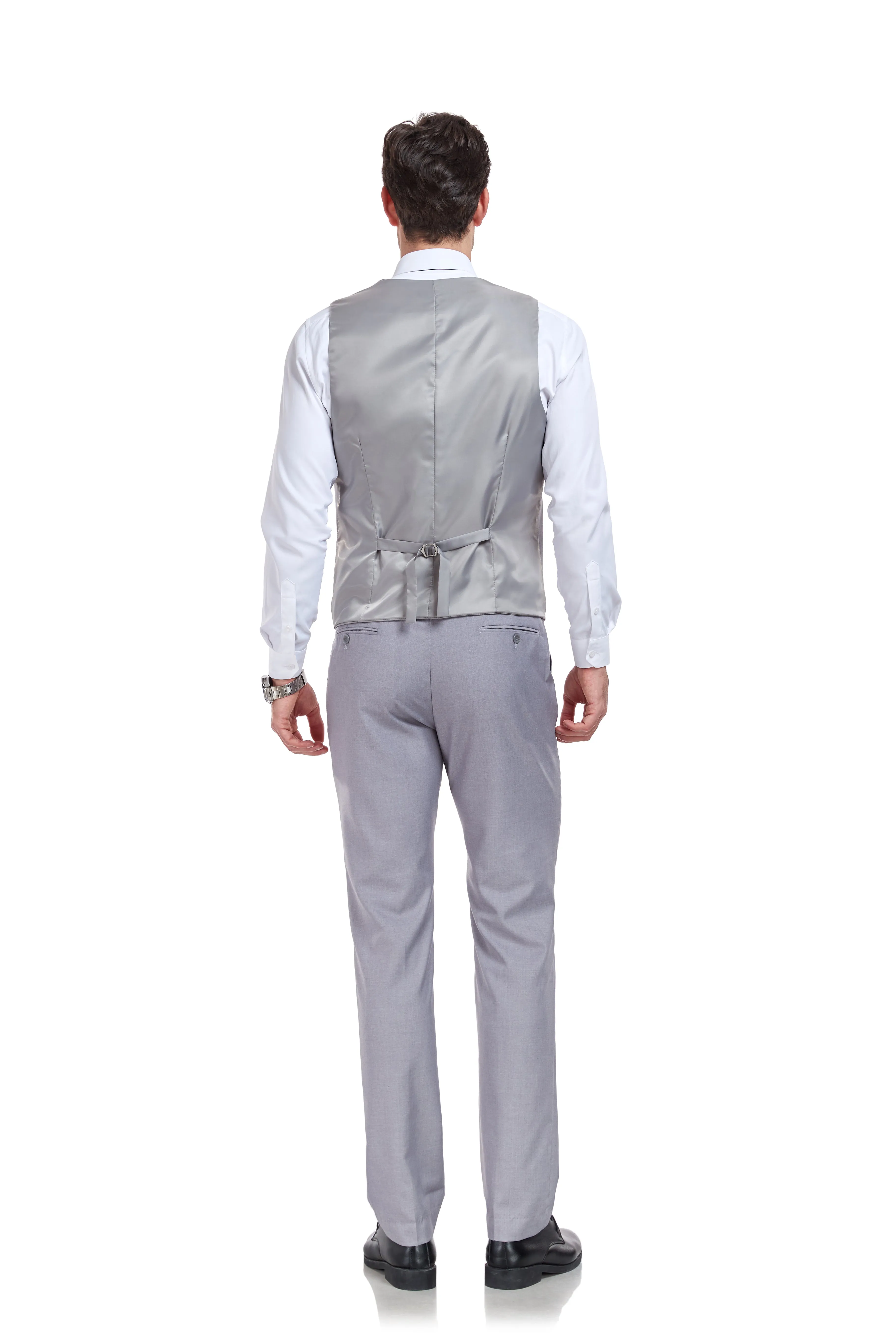 Men's Suits 2 Pieces Vest Pants Set V-Neck Slim Fit Casual Waistcoat Suit