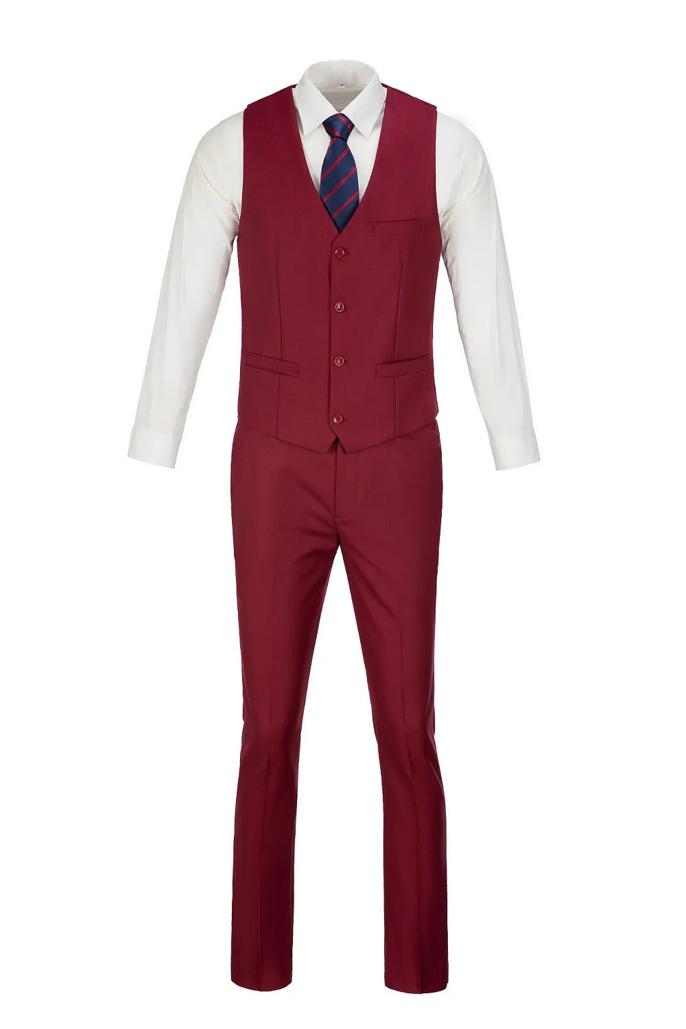 Men's Suits 2 Pieces Vest Pants Set V-Neck Slim Fit Casual Waistcoat Suit