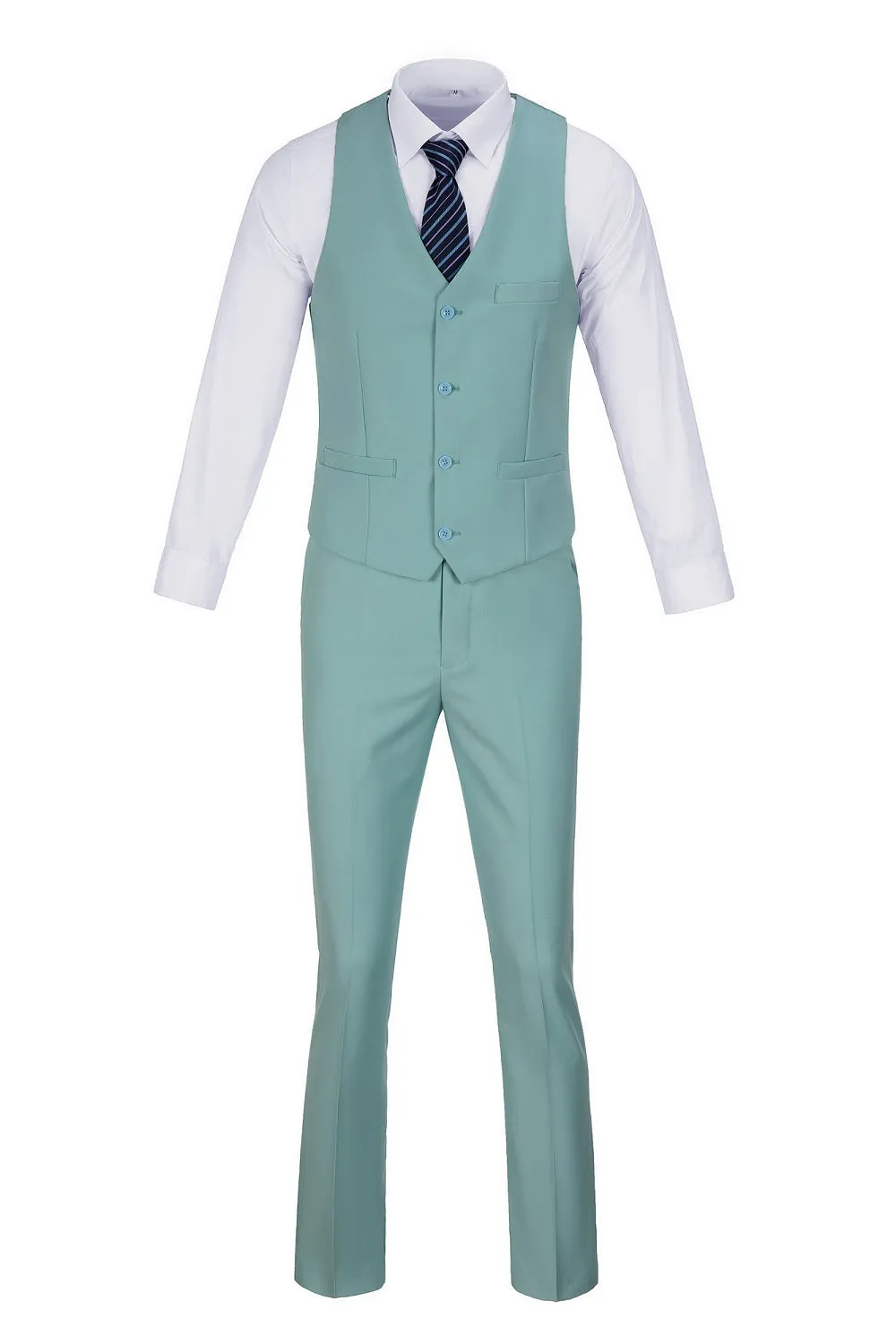 Men's Suits 2 Pieces Vest Pants Set V-Neck Slim Fit Casual Waistcoat Suit