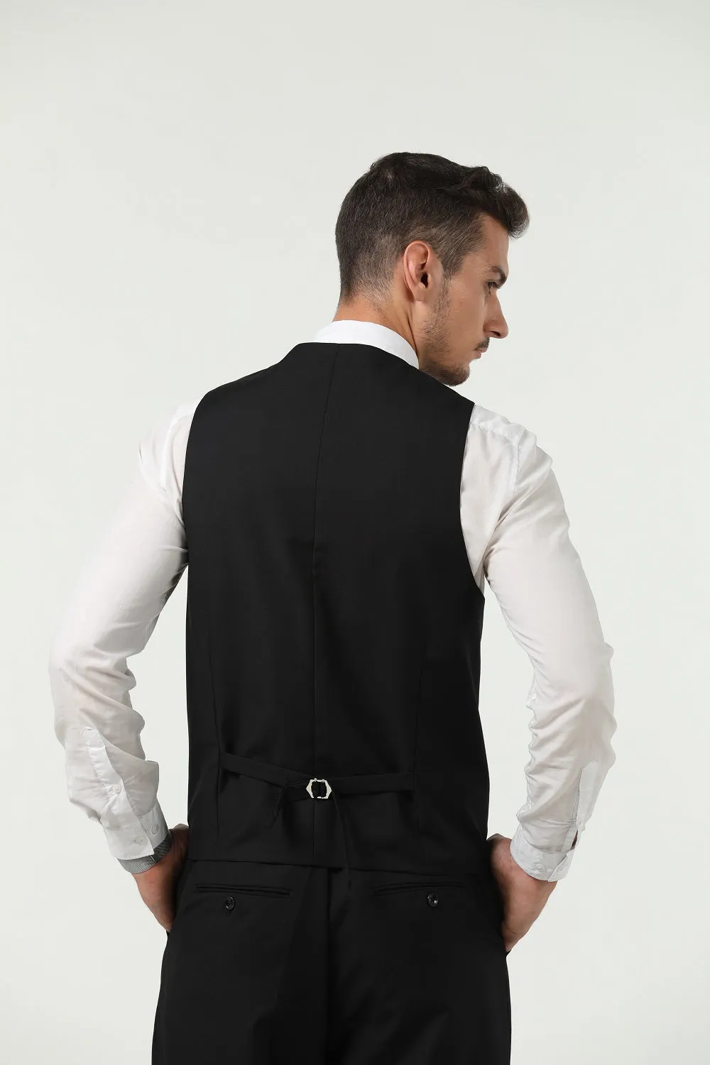 Men's Suits 2 Pieces Vest Pants Set V-Neck Slim Fit Casual Waistcoat Suit