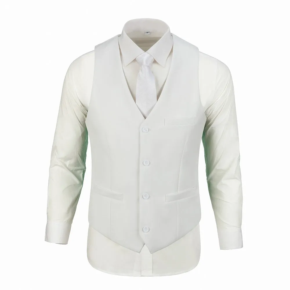 Men's Suits 2 Pieces Vest Pants Set V-Neck Slim Fit Casual Waistcoat Suit