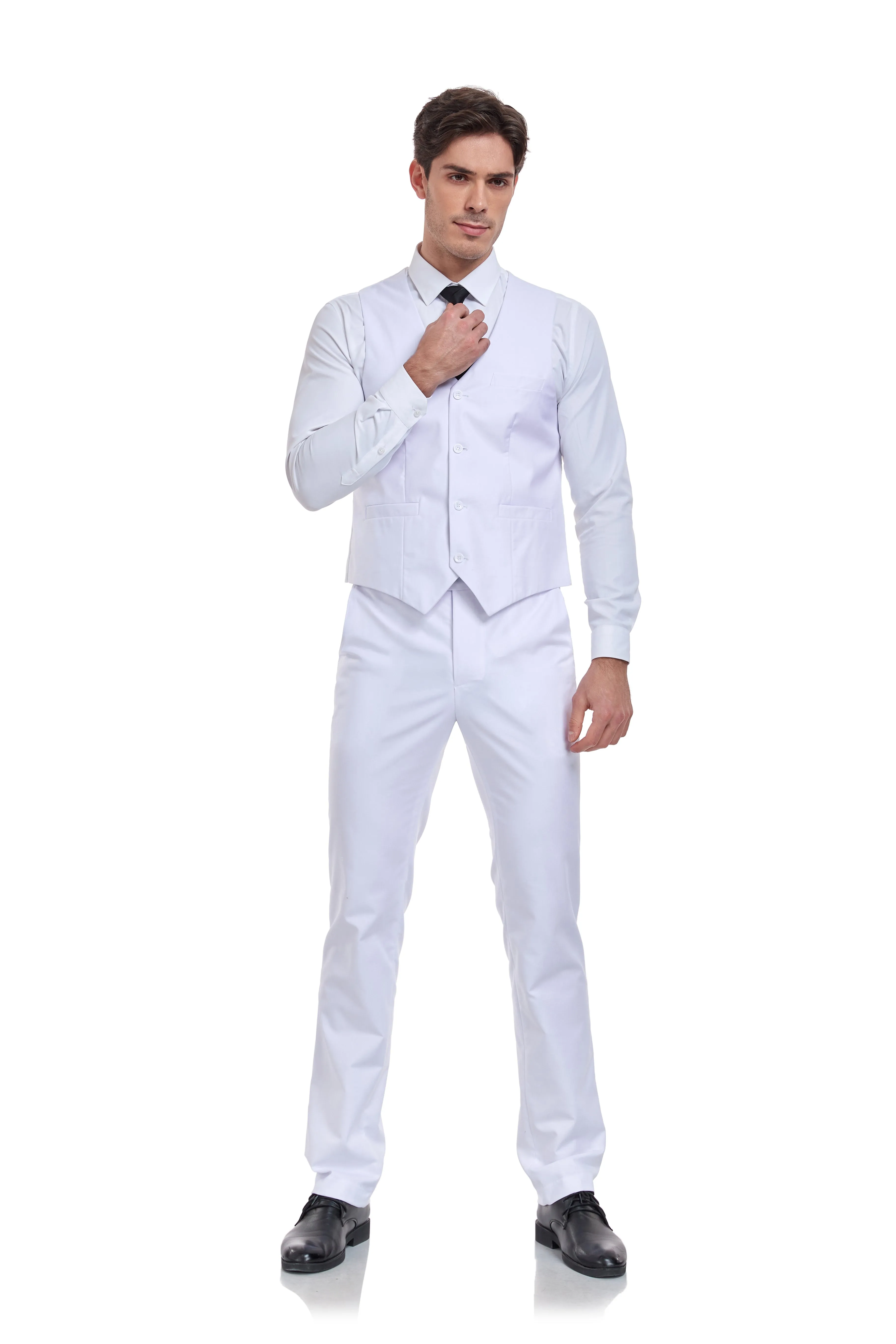 Men's Suits 2 Pieces Vest Pants Set V-Neck Slim Fit Casual Waistcoat Suit