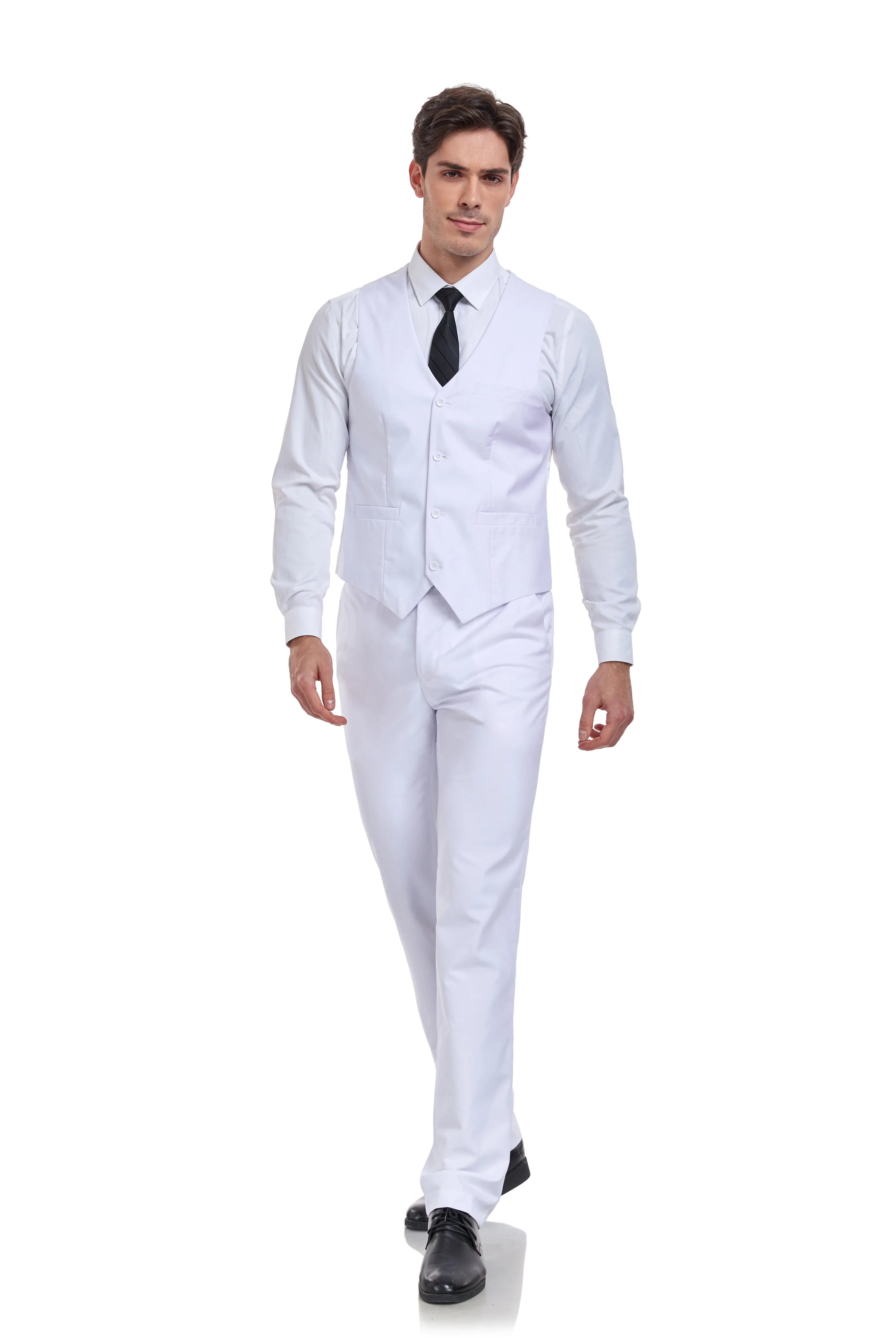 Men's Suits 2 Pieces Vest Pants Set V-Neck Slim Fit Casual Waistcoat Suit