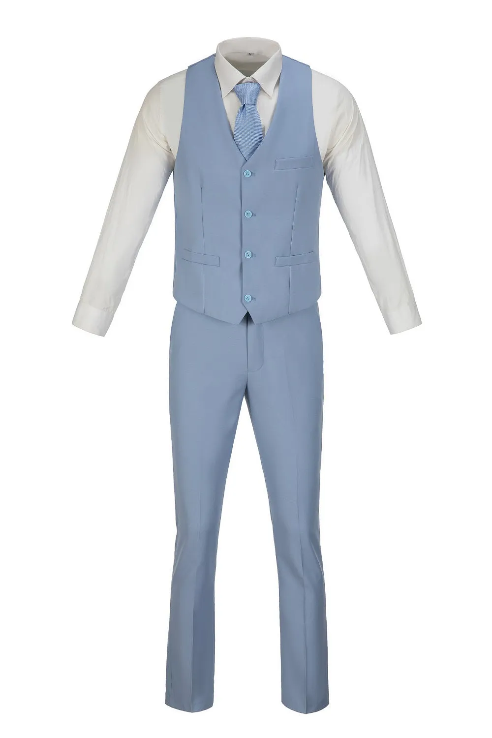 Men's Suits 2 Pieces Vest Pants Set V-Neck Slim Fit Casual Waistcoat Suit