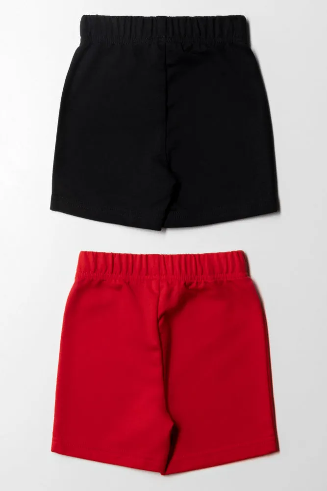 Mickey Mouse 2 Pack Shorts Red And Black