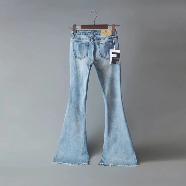 Middle Waist Long Bell-bottomed Jeans Pants