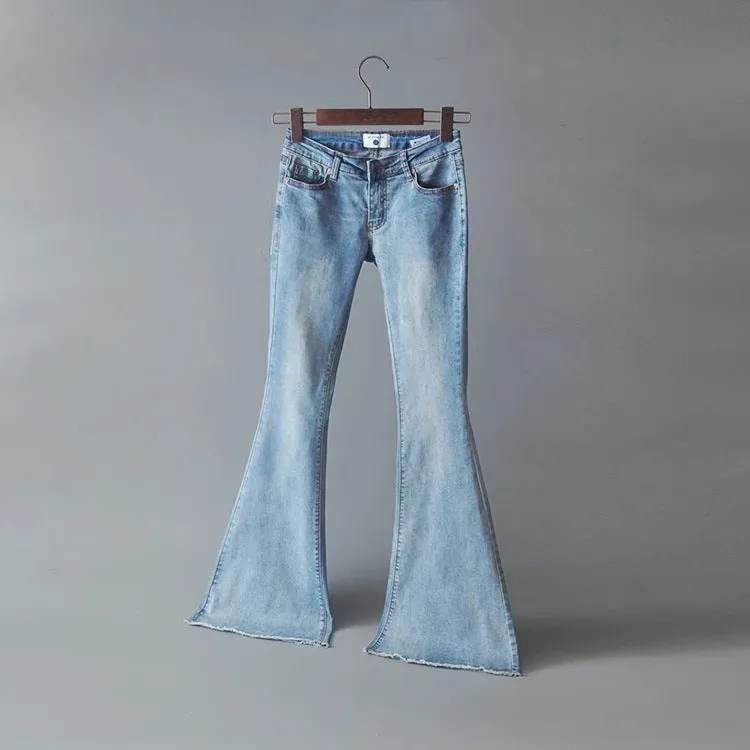 Middle Waist Long Bell-bottomed Jeans Pants