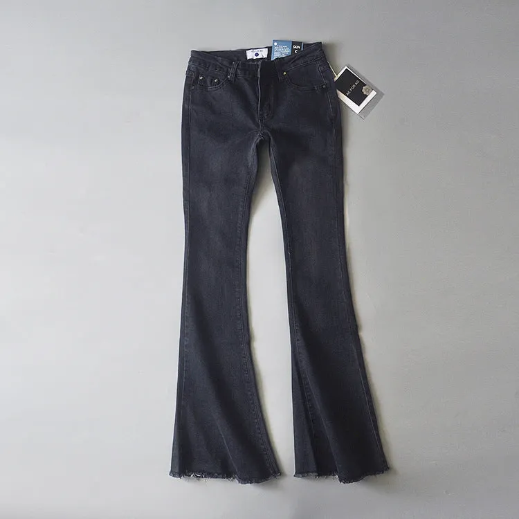 Middle Waist Long Bell-bottomed Jeans Pants
