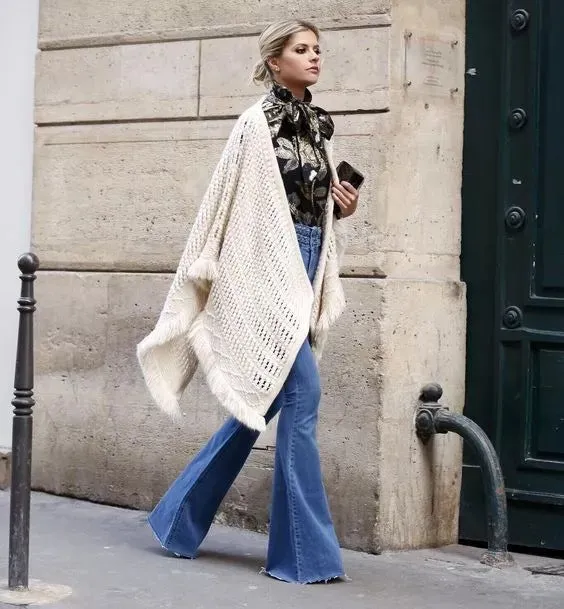 Middle Waist Long Bell-bottomed Jeans Pants