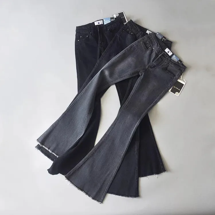 Middle Waist Long Bell-bottomed Jeans Pants