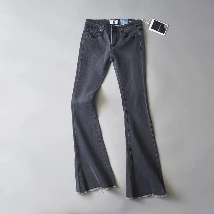 Middle Waist Long Bell-bottomed Jeans Pants