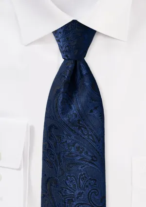 Midnight Navy Proper Paisley Necktie