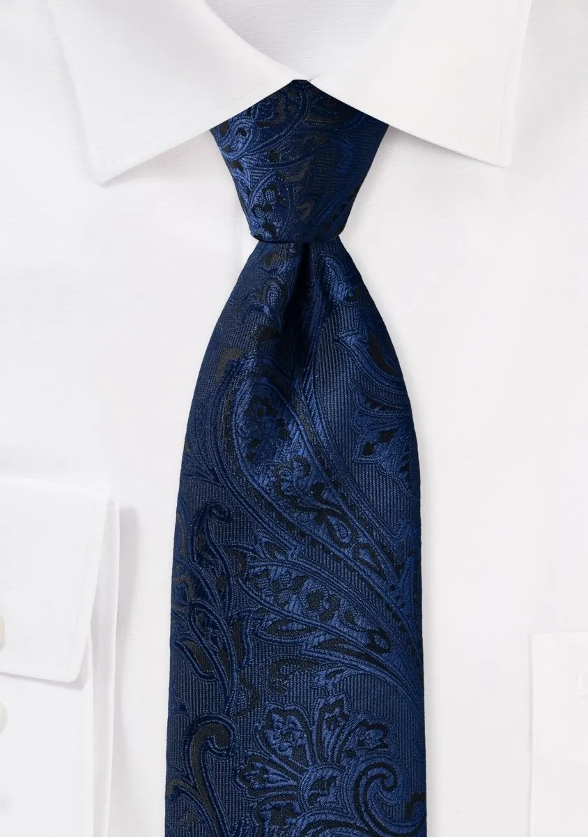 Midnight Navy Proper Paisley Necktie
