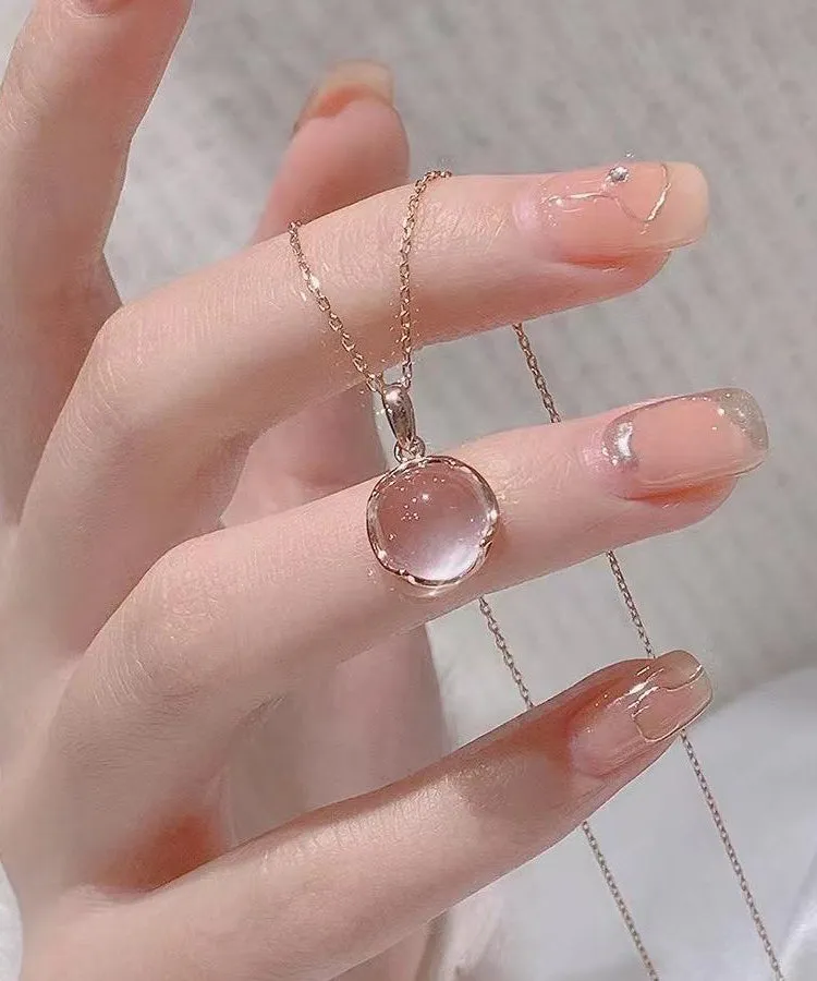 Modern Rose Sterling Silver Crystal Pendant Necklace ET038