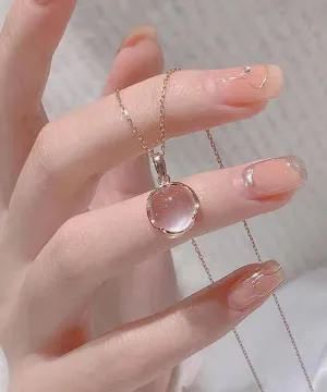 Modern Rose Sterling Silver Crystal Pendant Necklace ET038